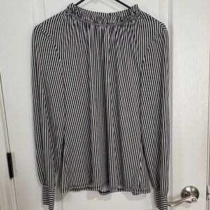 Adrianna Papell Monochrome Striped Blouse